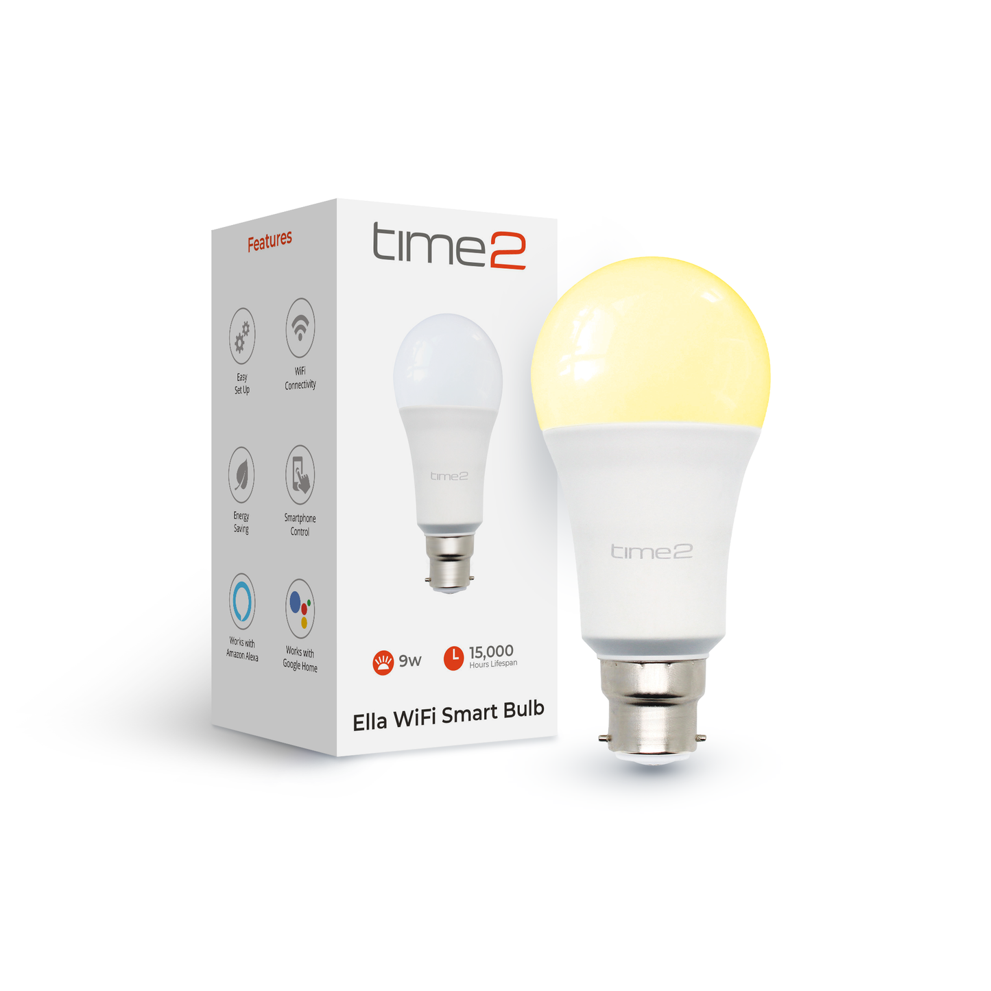 Ella White - WiFi Smart LED Light Bulb - B22