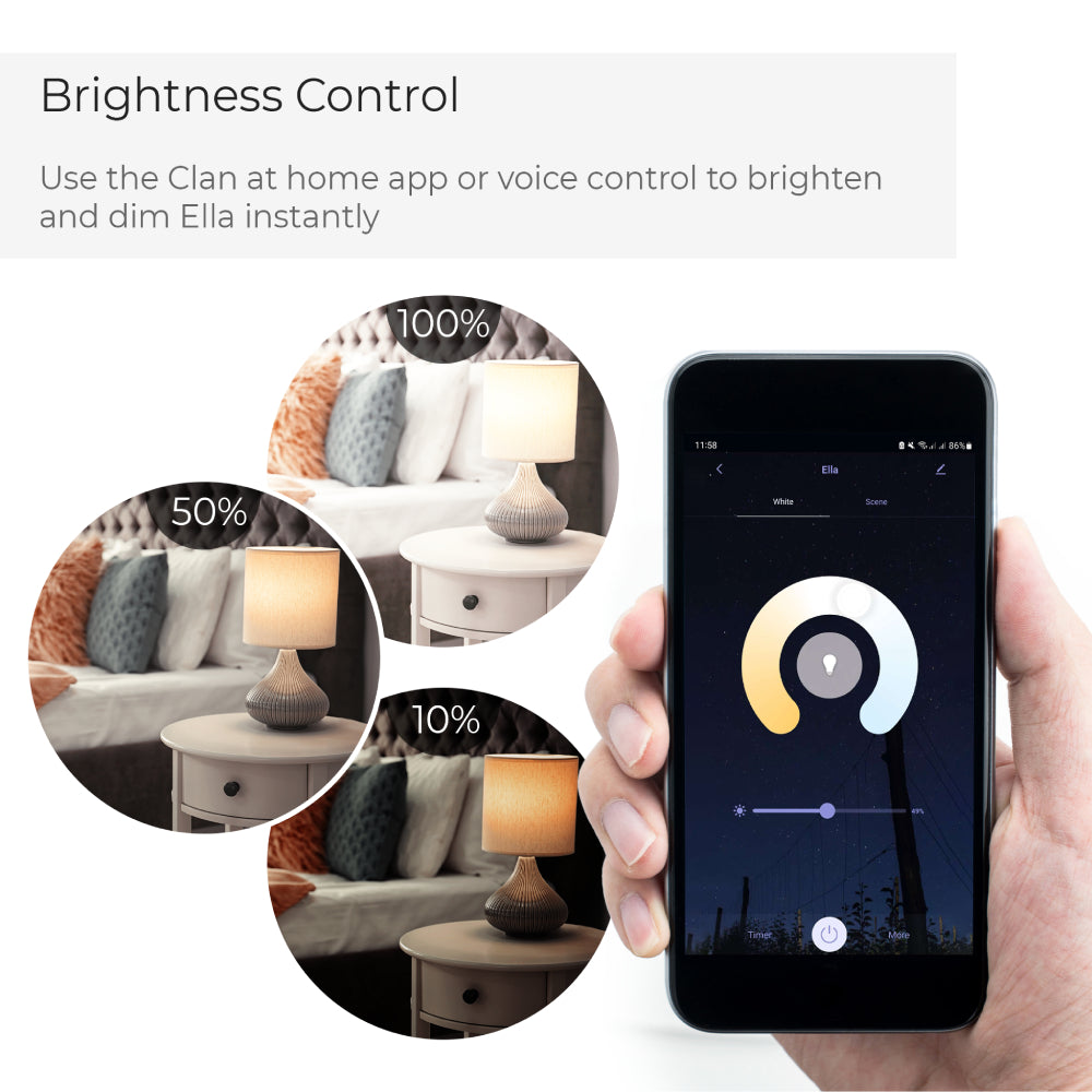 Ella White - WiFi Smart LED Light Bulb - B22